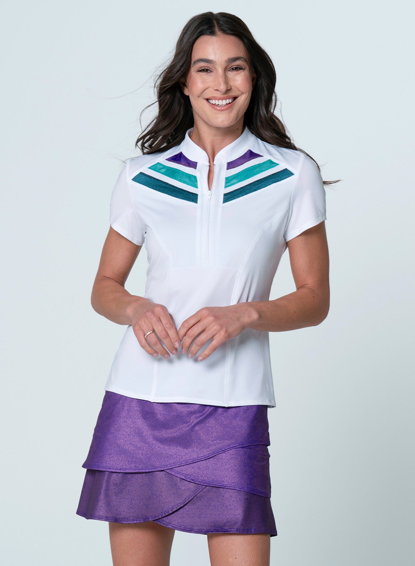 Shimmer Mock Neck Zip Short Sleeve – Lucky in Love