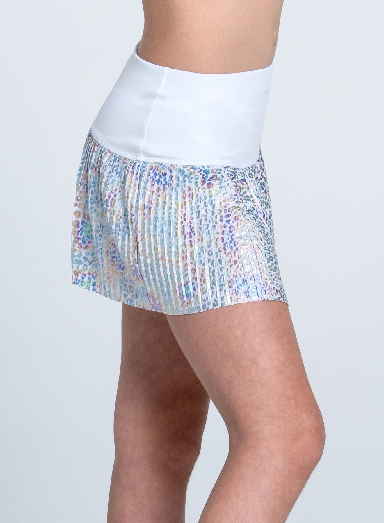 Rainbow Leopard Pleated Skirt