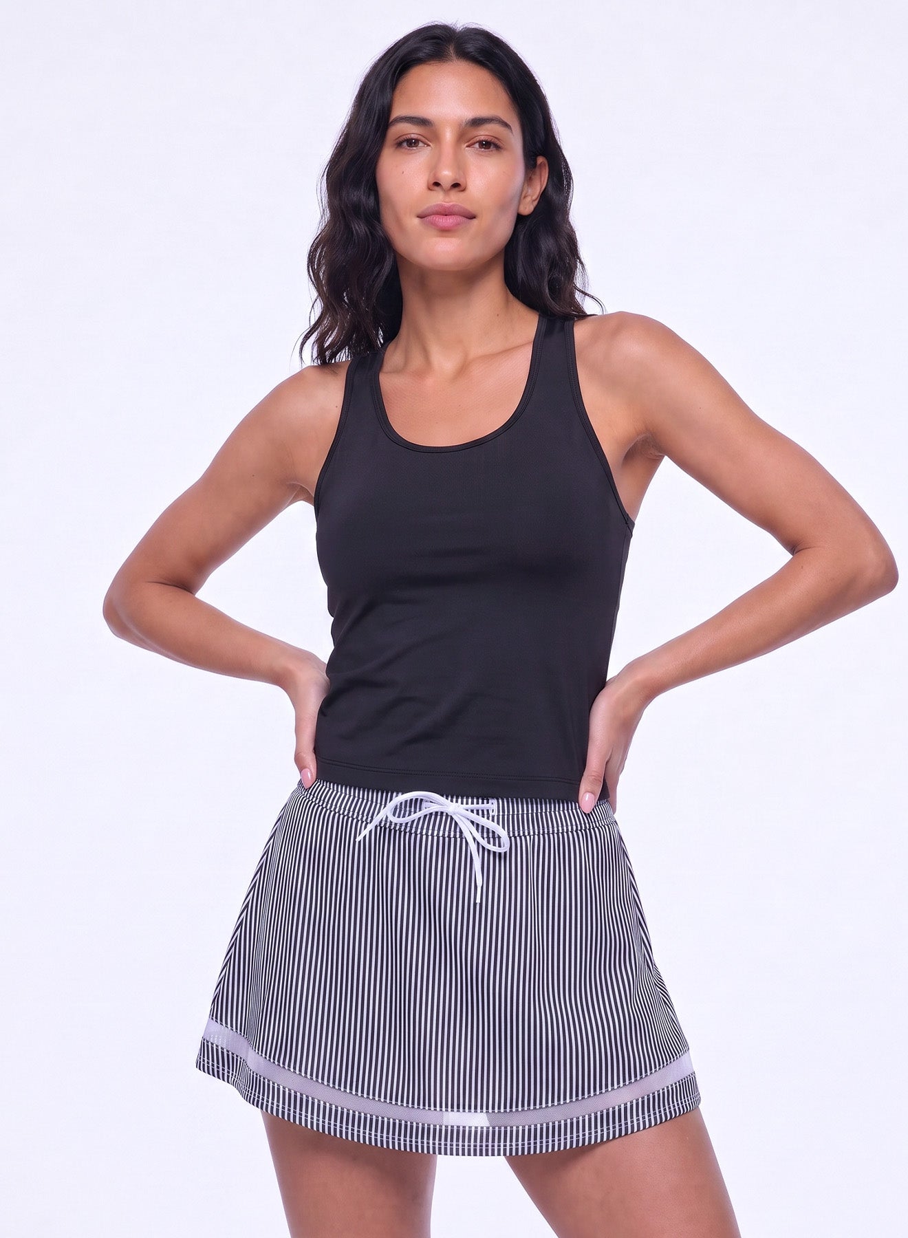 High Waist Seersucker Skirt