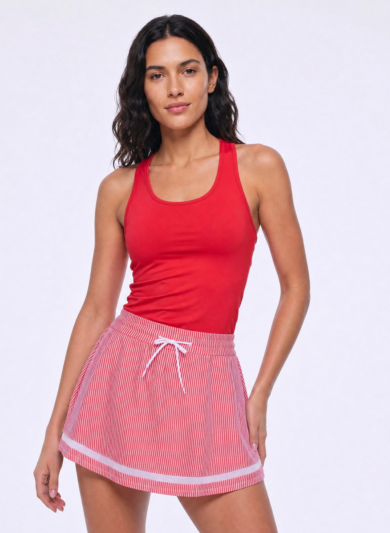 High Waist Seersucker Skirt