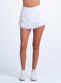 Distressed Pinstripe Skirt - XS / WHITE/SILVER