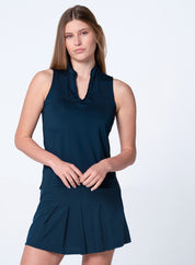 Pleated Placket Sleeveless