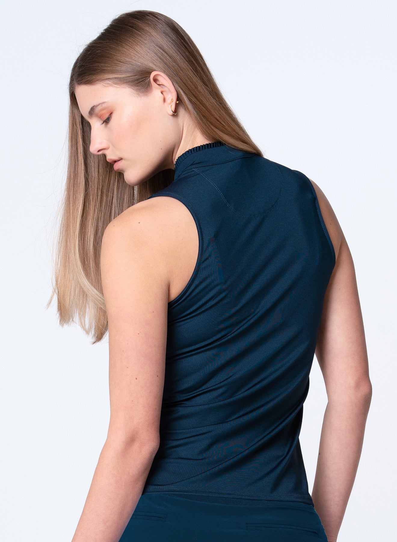 Pleated Placket Sleeveless