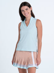 Pleated Placket Sleeveless
