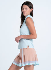 Pleated Placket Sleeveless