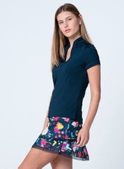 Pleated Placket Short Sleeve