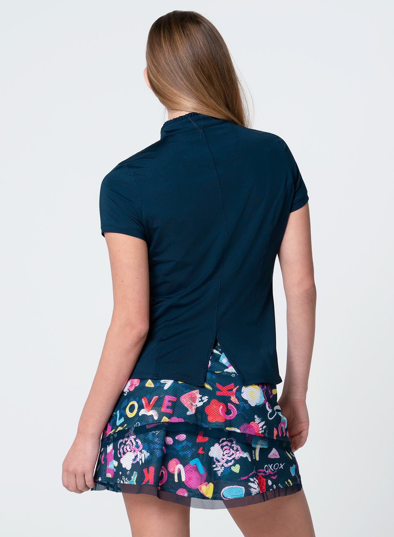 Pleated Placket Short Sleeve