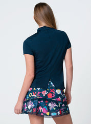 Pleated Placket Short Sleeve