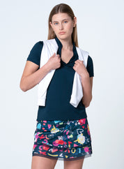 Pleated Placket Short Sleeve