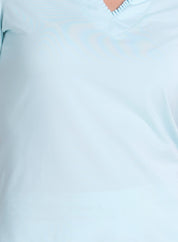 Pleated Placket Short Sleeve