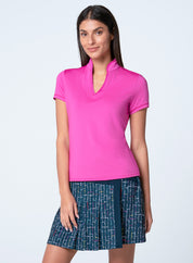 Pleated Placket Short Sleeve