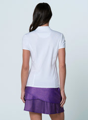 Shimmer Mock Neck Zip Short Sleeve