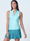 Pleated Placket Textured Sleeveless
