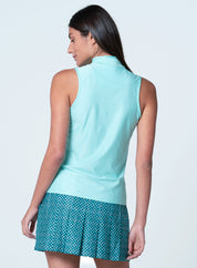 Pleated Placket Textured Sleeveless