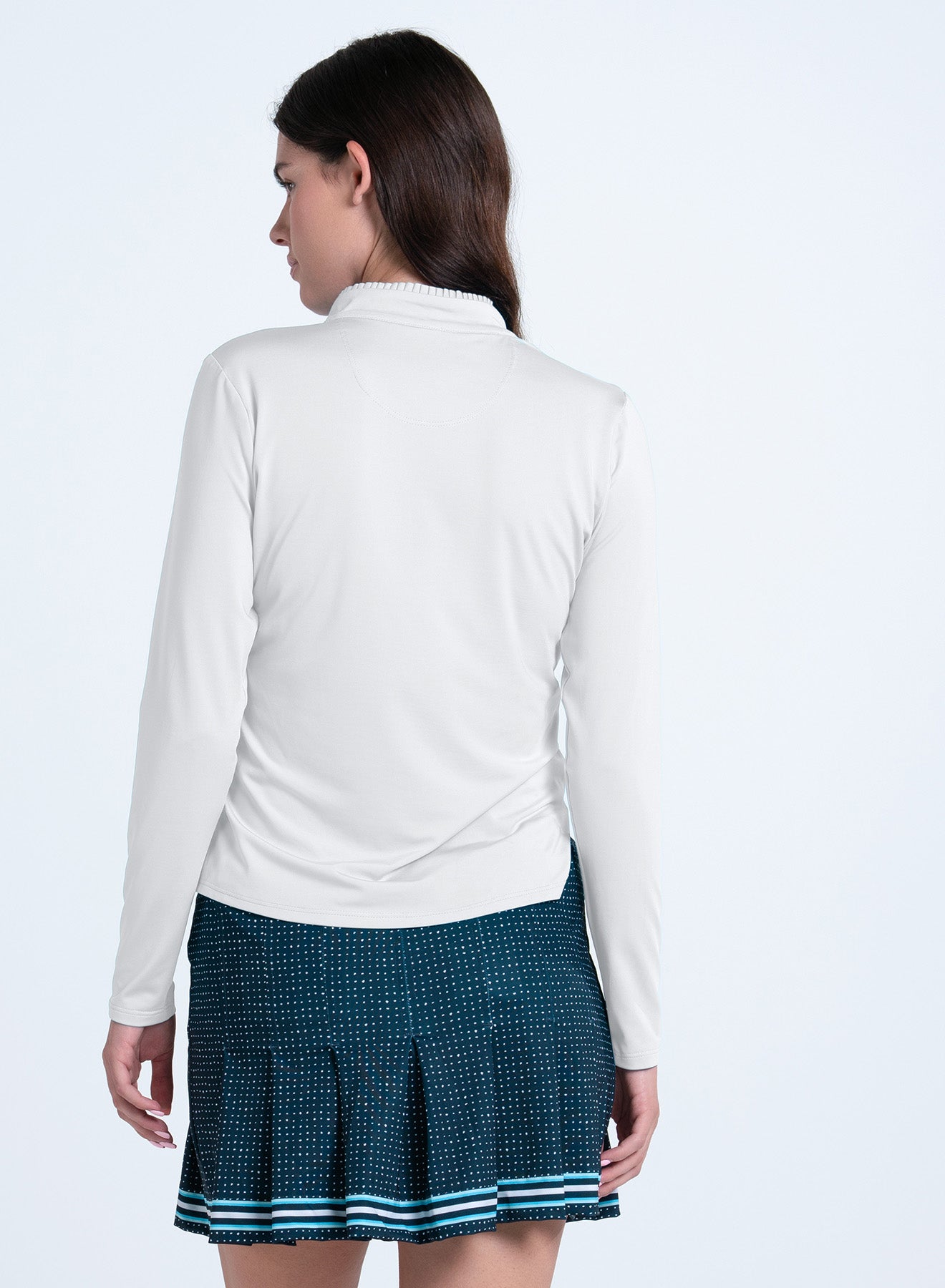 Pleated Neck Long Sleeve