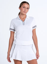 Piped Fairway Short Sleeve Polo - XS / WHITE/MIDNIGHT